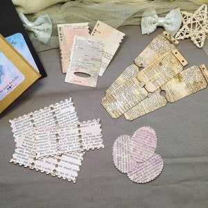 Tickets retro - Pack stickers vieux livres || autocollants ephemera vintage fait main pages livres anciens || Journaling, scrapbooking, junk