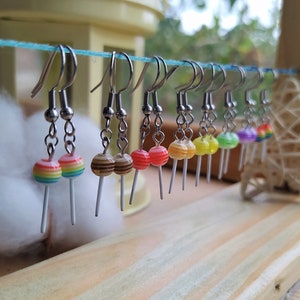 Mini-Lutscher-Ohrringe || handgemacht, handwerklich, kawaii, Leckereien, Süßigkeiten || Modeschmuck