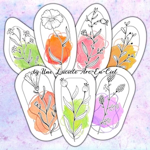 Bouquet d'Aquarelles - Pack stickers fleuris || autocollants faits main dessin aquarelle nature || Pour journaling, scrapbooking, décoration