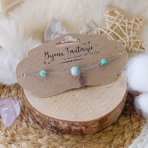 Bracelet chaîne et perles, breloque Plume fait main, chaîne en acier inoxydable, perles en verre, oiseau, kawaii Bijoux fantaisie image 9