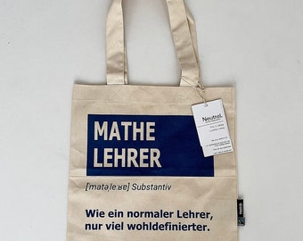 Lehrer Geschenk Tasche BioBaumwoll, Fair Gehandelt Perfekt zu Ostern, zum Geburtstag oder Verabschiedung. Viele Fächer zur Auswahl