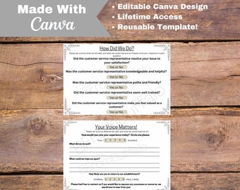 Bewerkbare sjabloon klantenquête: feedbackformulier voor klanten (Canva Design)