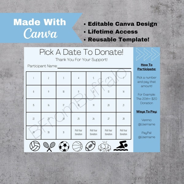 Baseball Fundraiser Calendar Etsy
