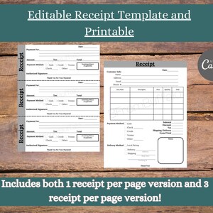 Editable receipt template, donation receipt, acknowledgment receipt, rent receipt template, customer receipt, landlord receipt template