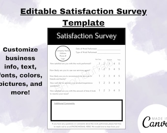 Editable Customer Satisfaction Survey Template (Digital Download)