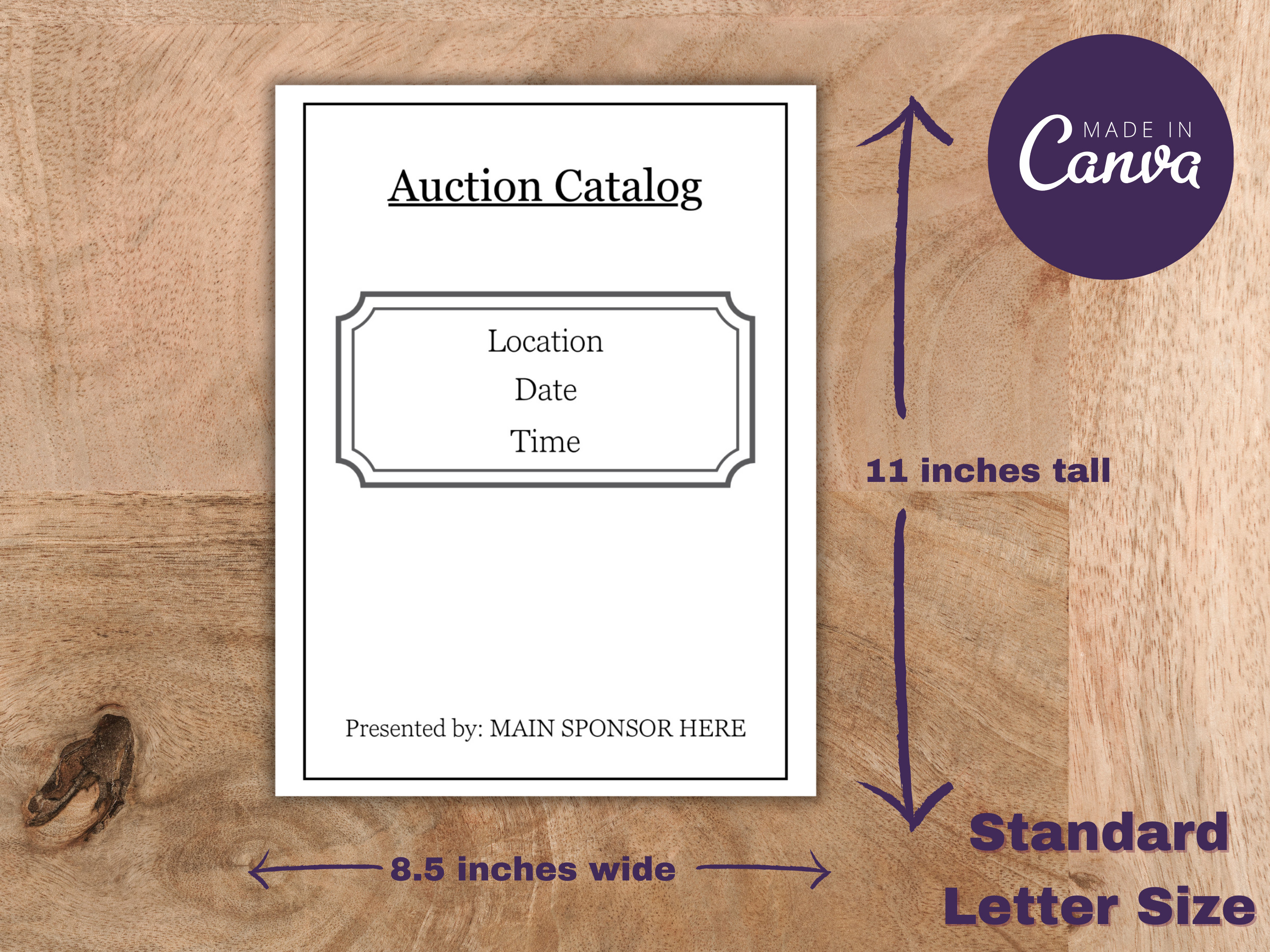Auction Catalog Template: Customizable Auction Item List (digital ...