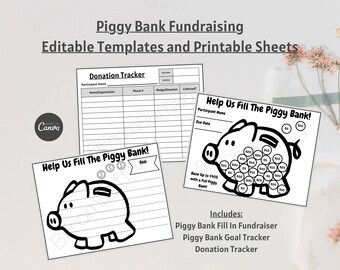 Fundraiser Thermometer & Tracker: Customizable Canva Template (Digital Download)