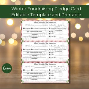 Winter Fundraising Pledge Card Template (Digital Download)