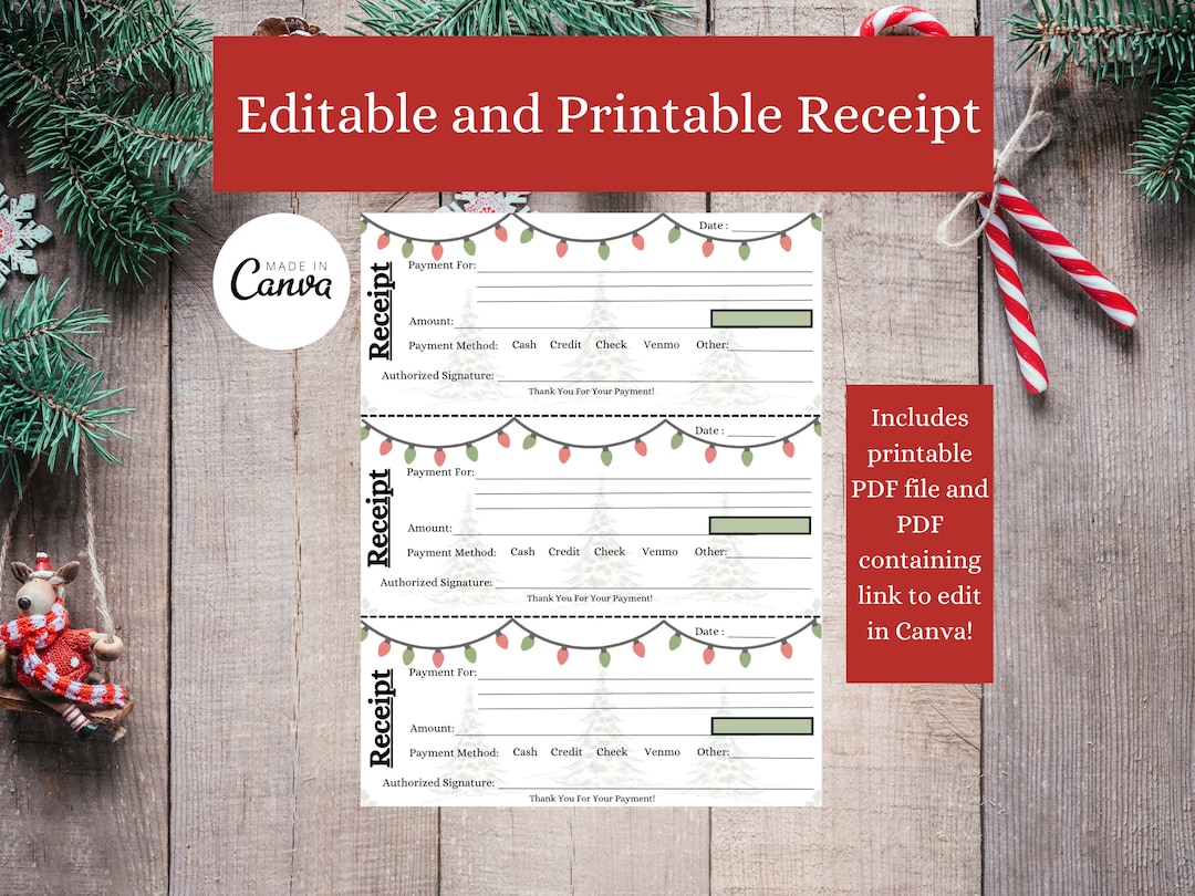 Receipt Editable Mini Editable Receipt Template: Printable Sales Receipt (canva) - Etsy