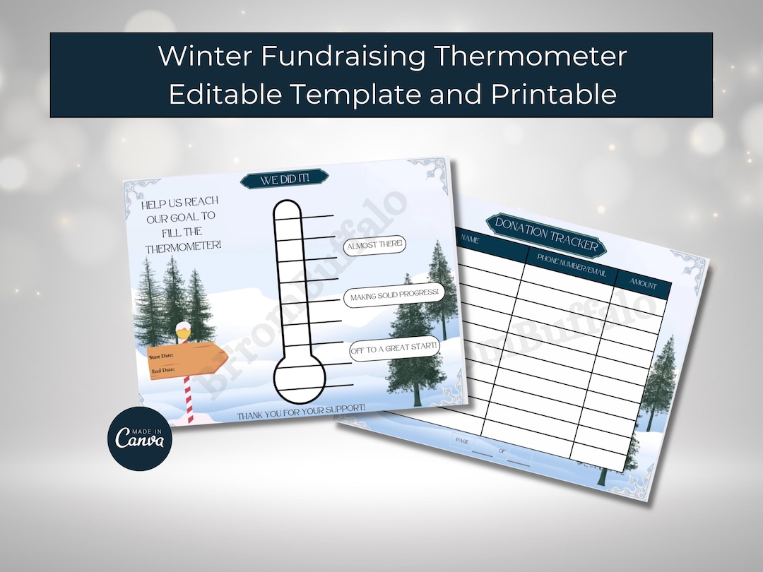 Fundraising Thermometer, Fundraising Chart, Fundraising Tracker