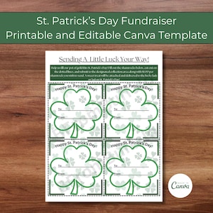 Sjabloon St. Patrick&#39;s Day Candy Gram: inzamelingsactie voor school (canva bewerkbaar, digitale download)