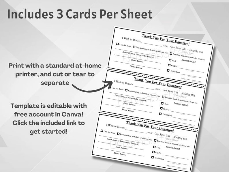 Donation Pledge Card Template: Printable Form (canva) - Etsy