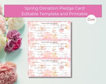 Donation Pledge Card Template: Customizable Nonprofit Fundraising (Digital Download)