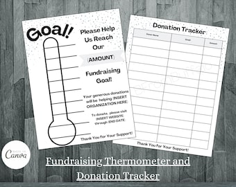Nonprofit Fundraising Thermometer & Donation Tracker (Canva Template)