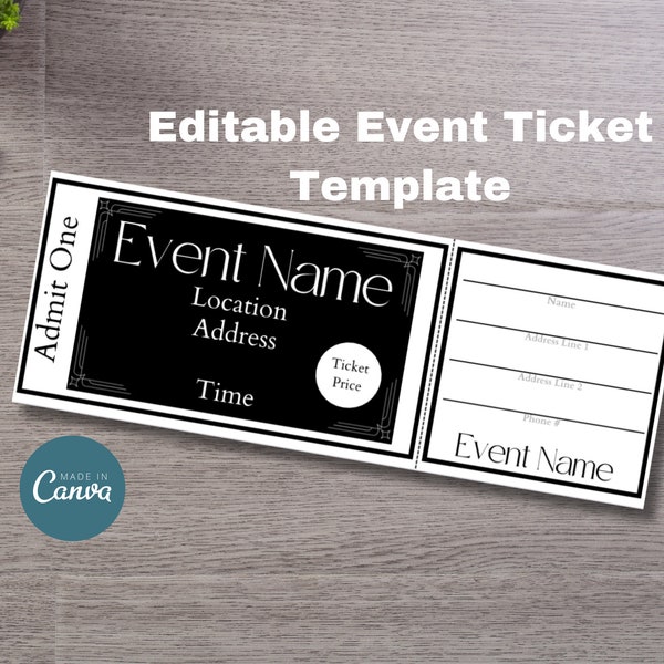 Fundraiser tickets, benefit ticket, admission ticket, event ticket, auction ticket printable, festival ticket, ticket template