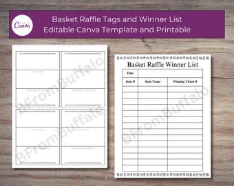 Raffle Tracker Template: Customizable Fundraiser Organizer (Canva, Digital Download)