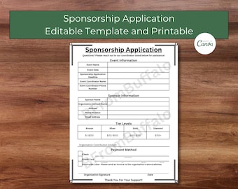 Bearbeitbares Patenschafts-Formular: Event & Team Patenschaft (Canva)