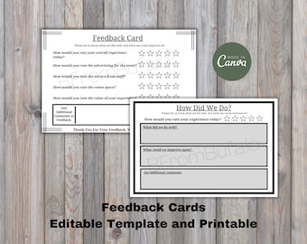 Customer Feedback Card Template: Review Card, Etsy Shop (Canva Editable)
