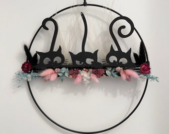 Dried flower wreath dried flower ring cats door wreath window decoration