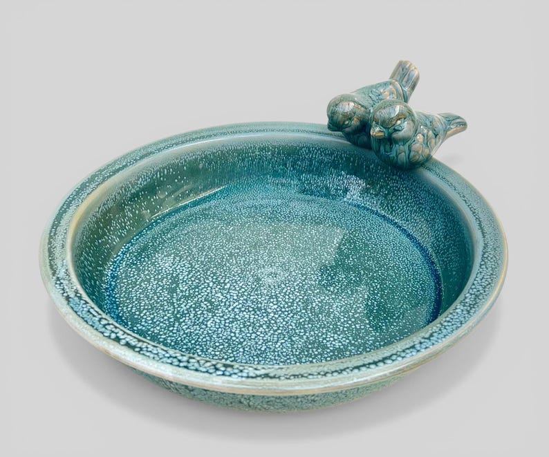 Ceramic bird bath with birds – bird bath garden decoration insect bath image 8