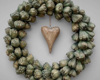 Ghirlanda per porta a forma di cuore in legno da 30 cm, ghirlanda naturale per casa di campagna, ghirlanda da parete Skandi