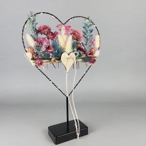 Herz Trockenblumen Ständer LED Trockenblumenkranz Trockenblumenherz
