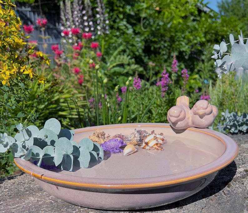 Ceramic bird bath with birds – bird bath garden decoration insect bath Altrosa 28cm