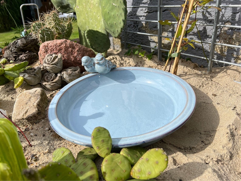 Ceramic bird bath with birds – bird bath garden decoration insect bath image 6