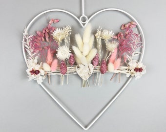 Flowerhoop coeur décoration de fenêtre fleurs séchées couronne de fleurs séchées coeur de fleurs séchées