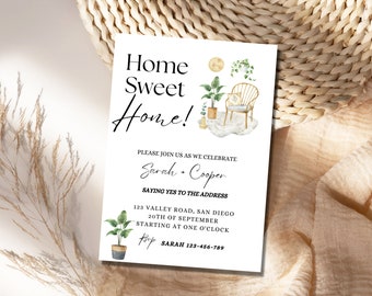 Housewarming Invitation Template, Home Sweet Home, Canva Editable (Digital)