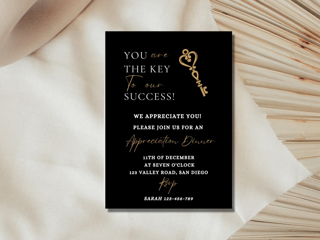 Appreciation Dinner Invitation, Appreciation Invitation, Client ...
