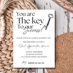 appreciation dinner invitation, appreciation invitation, client appreciation invitation, appreciation party invitation