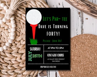 golf birthday invitation, golf birthday invite, golf party invitation, 40th birthday invitations, 40th birthday invitation for men