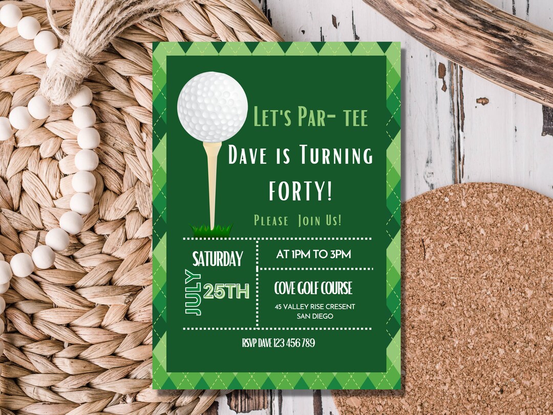 Golf Birthday Invitation, Golf Invitation, Golf Party Invitation, 40th