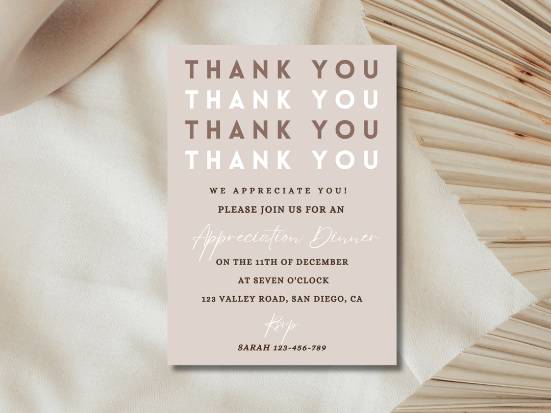 Appreciation Dinner Invitation, Appreciation Invitation, Client ...