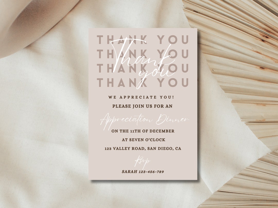 Appreciation Dinner Invitation, Appreciation Invitation, Client ...