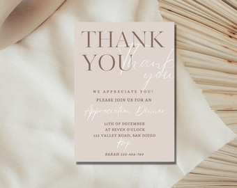 appreciation dinner invitation, appreciation invitation, client appreciation invitation, appreciation party invitation