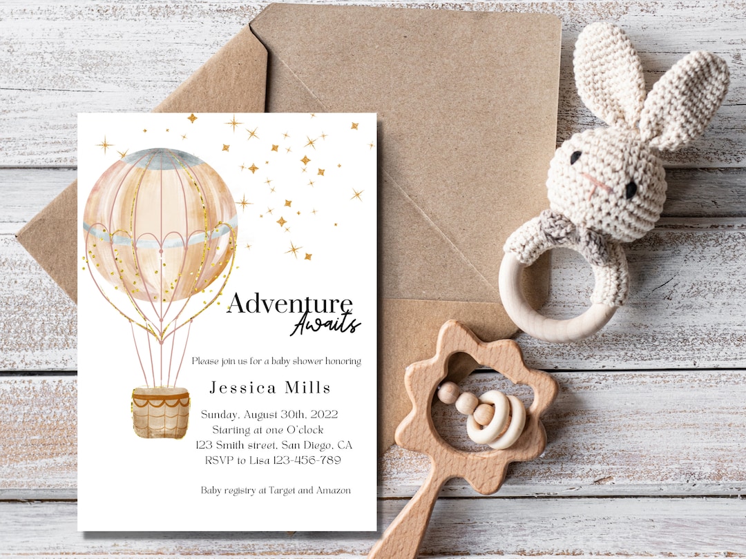 Hot Air Balloon Baby Shower Invitation, Twinkle Twinkle Little Star