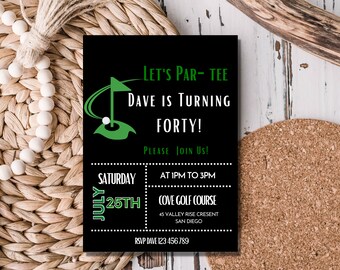 golf birthday invitation, golf birthday invite, golf party invitation, 40th birthday invitations, 40th birthday invitation for men