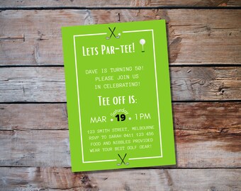 golf birthday invitation, golf birthday invite, golf party invitation, 40th birthday invitations, 40th birthday invitation for men