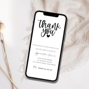 appreciation dinner invitation, appreciation invitation, client appreciation invitation, appreciation party invitation
