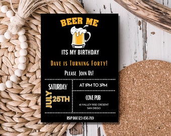 Beer Party Invitation | Editable Template | Brewery Birthday Invite | Rustic Beer Tasting | Instant Download