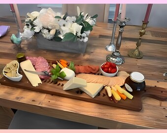 Large hand crafted charcuterie cutting board ivy decoration