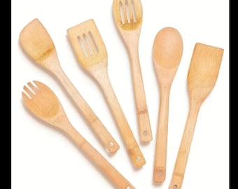 6pc wooden kitchen utensils set CUSTOM