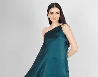 One Shoulder hohes tiefes Kleid