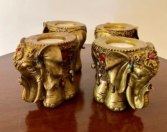 Elephant Tea Light Holder Set of 4 Festive Decor, Diwali Decor Gifts