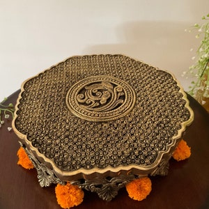 Brass Chowki For Idols, Pooja Chowki Stool, 11 Inches Brass Pooja Chowki for Home Temple, Hindu god Statues chowki, Indian home decor