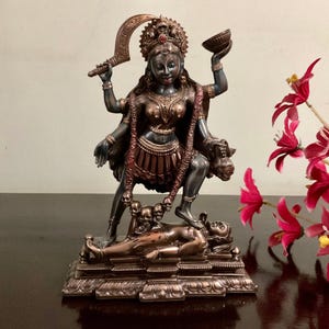 Kali Maa Statue in Cultured Marble Hindu Deity for Home, Goddess Kali Idol, Mahakali, Bhadrakali, Kalika, Shiva-Shakti