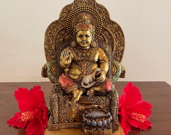 Kuber Statue God of Wealth, Hindu God Idol Dhan Kubera, Indian Statue Kubera Shakti Pooja Murti Altar Decor Gift