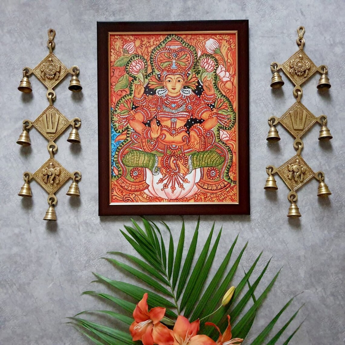 Goddess Lakshmi Kerala Mural Painting Handpainted Wall Decor Etsy